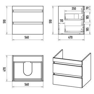Подвесная тумба под раковину Misty Коломбо 120 L УТ000015589 56 см Дуб Галифакс Антрацит